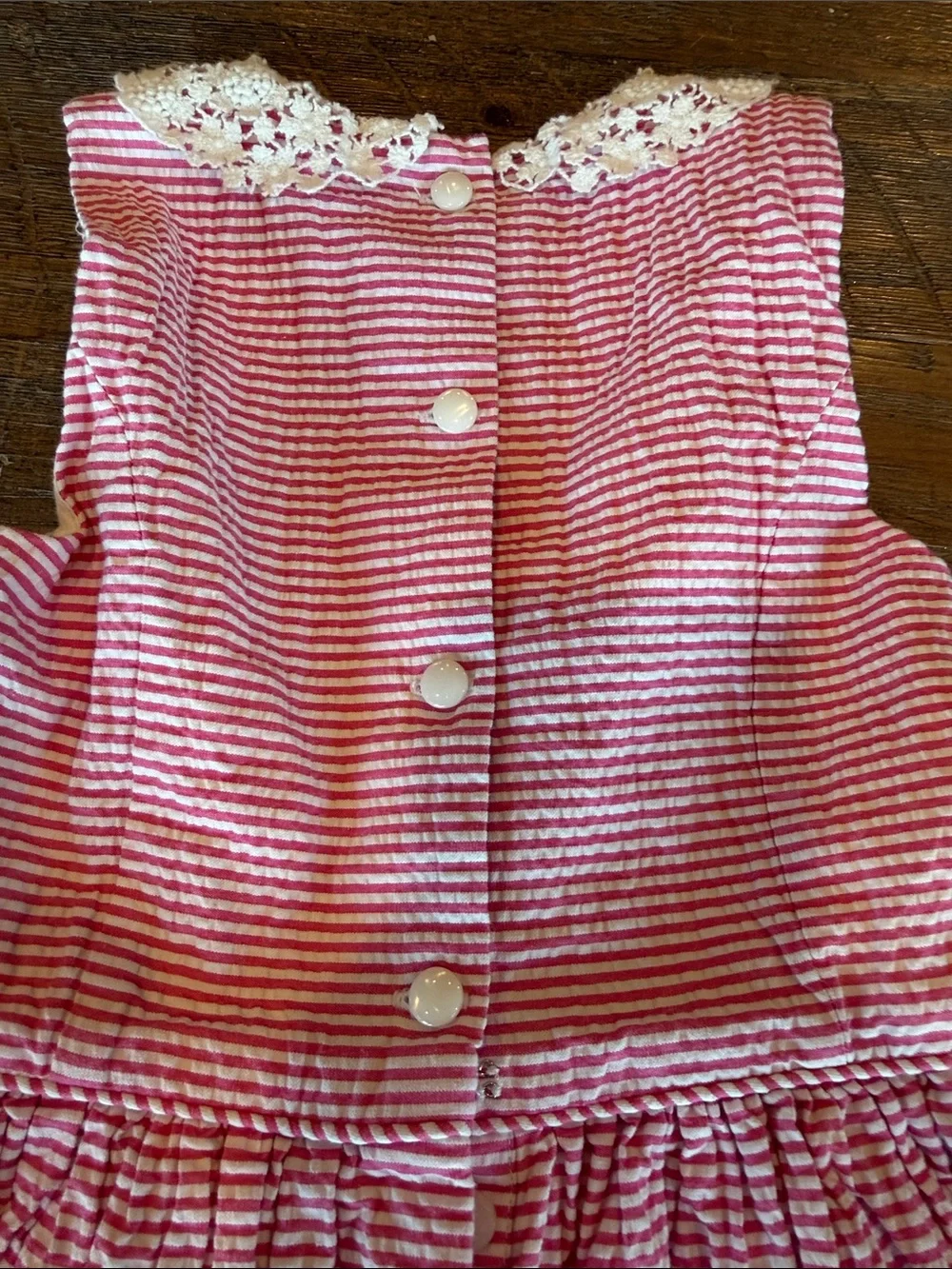 Ralph Lauren Pink & White Striped Sleeveless Dress with Lace Collar